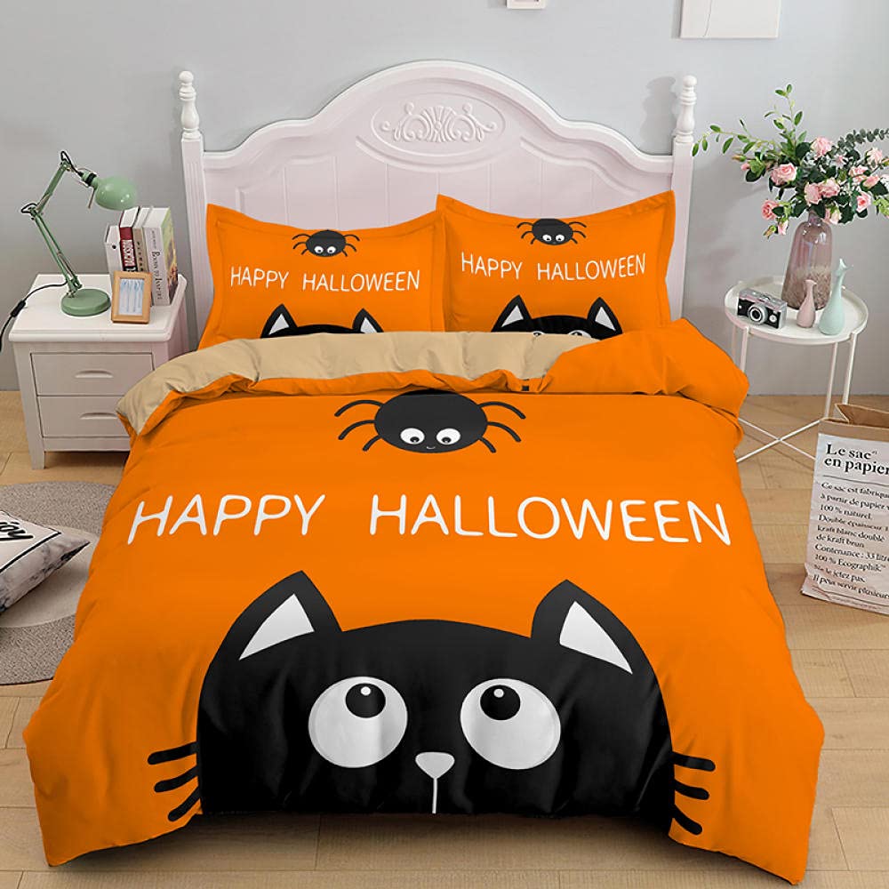 Cute Cat Print Duvet Cover Set - Yellow Luxury Comforter Cover California King Size 104x98 Inch, Stain Resistant & No Pilling with Zipper Closure + 2 Pillowcases - Perfect for Master Bedroom, Guest Room & Cozy Home Decor