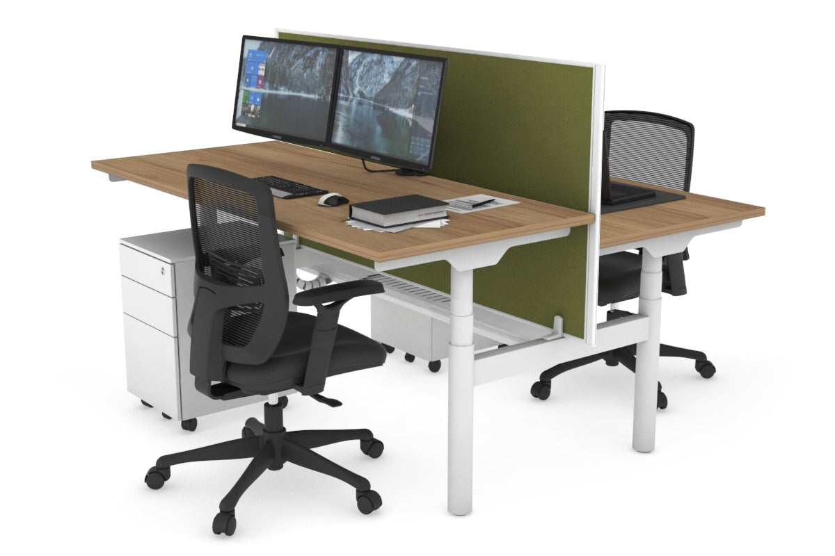 Flexi Premium Height Adjustable 2-Person H Bench Workstation - White Frame [1600L x 700W] - Ergonomic Office & Home Workspace Solution for Collaborative Teams & Remote Workers