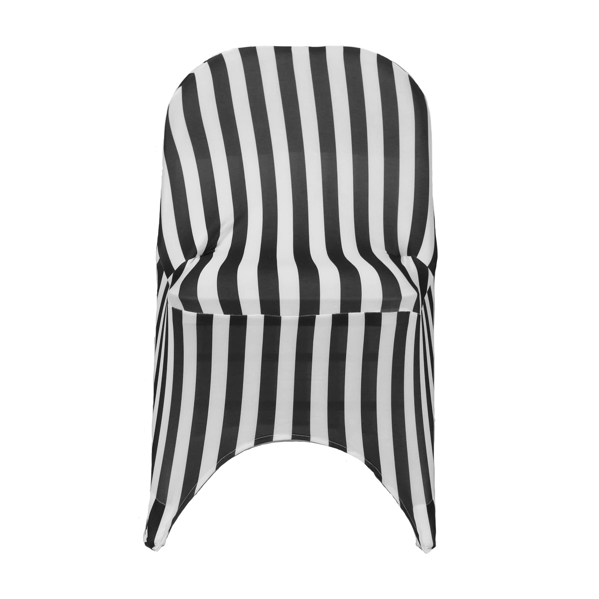 100 Pack Stretch Spandex Folding Chair Covers - Black & White Striped Design for Weddings, Parties & Events - Elastic Dining Chair Slipcovers for Home & Commercial Use