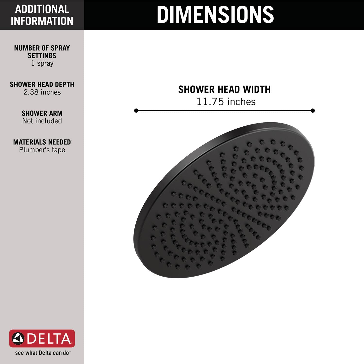 Premium Matte Black Rainfall Shower Head - High Pressure Ceiling Mount Metal Showerhead with Included Shower Arm for Luxurious Spa-Like Bathroom Experience