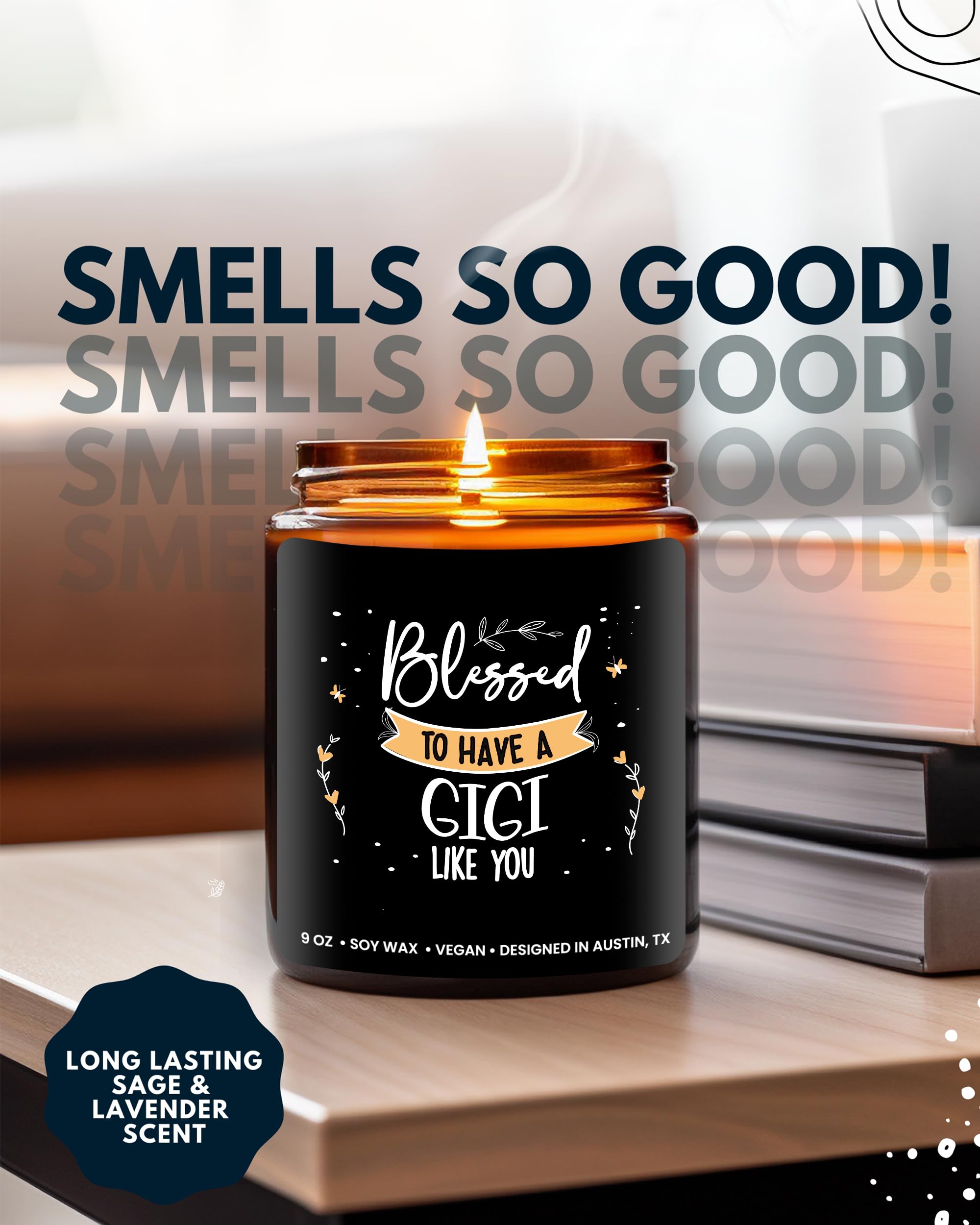 Gigi Scented Candle - Best Mother's Day, Birthday & Christmas Gifts for Grandma - Soy Wax Aromatherapy Candle with Relaxing Fragrance - Perfect for Home Decor, Spa Nights & Thoughtful Gift Giving