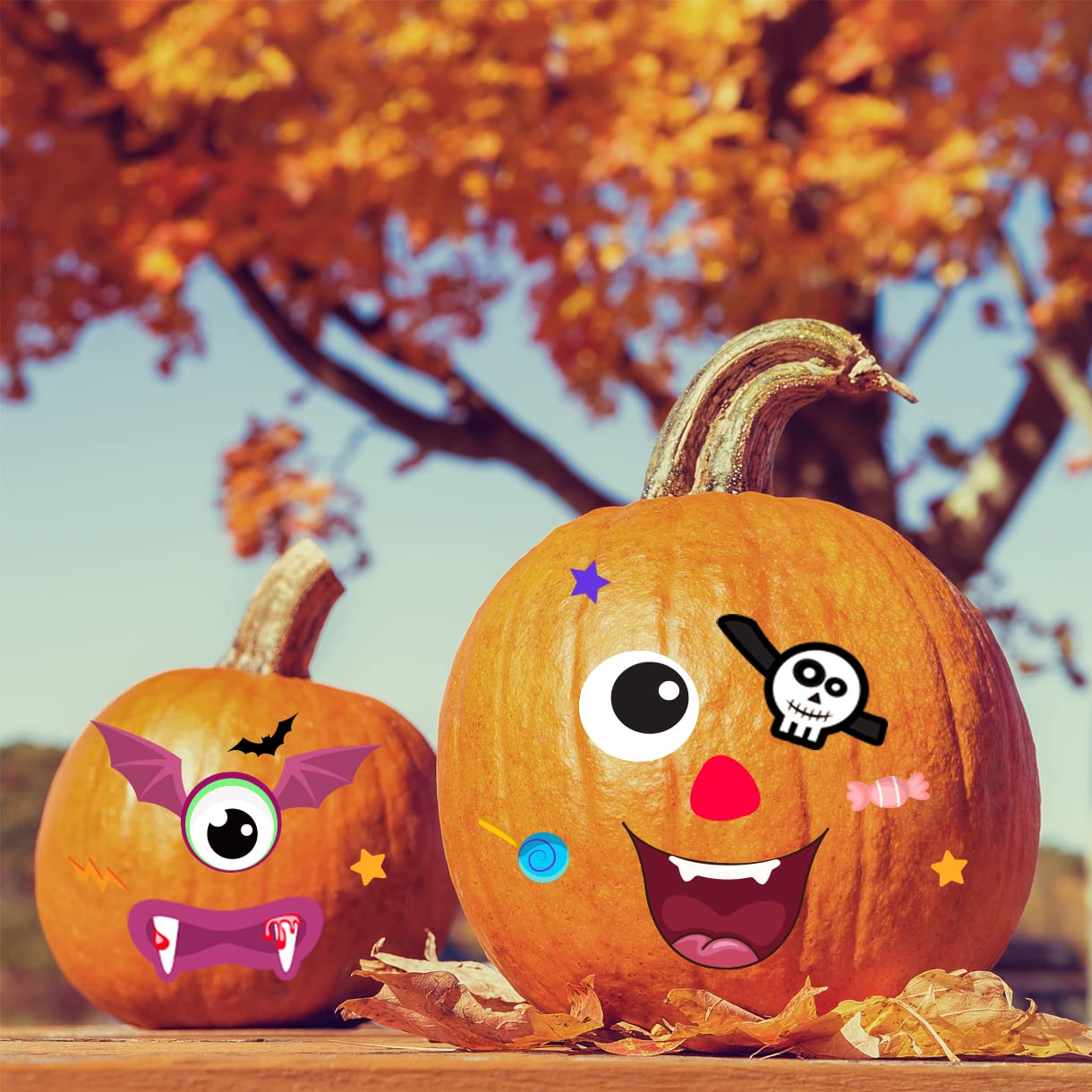 60 Pack Halloween Stickers Pumpkin Decorating Kit - 30 Sheets Pumpkin Stickers for Halloween Crafts, Party Supplies & Kids Party Favors - Perfect for Pumpkin Carving, Classroom Activities & Trick-or-Treat Bags