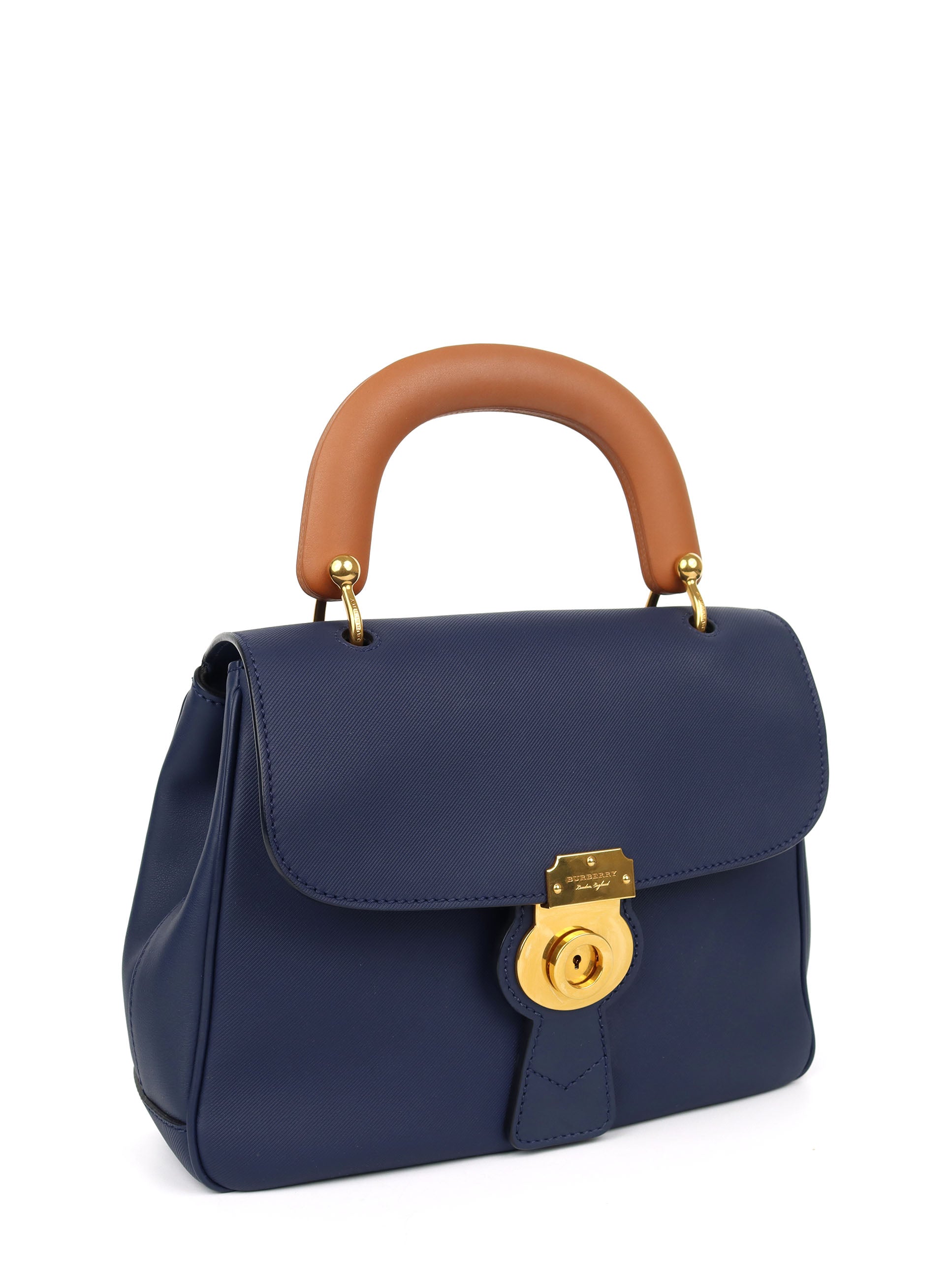Burberry Blue Leather Top Handle Handbag for Women | Luxury Designer Shoulder Bag & Crossbody Purse | Perfect for Work, Travel, and Evening Events