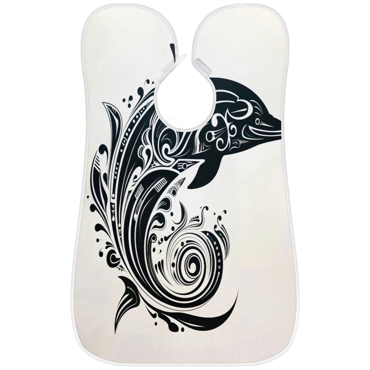 Black Dolphin Pattern Beard Shaving Bib for Men & Women - Waterproof Hair Dye Apron, Makeup Cape & Barber Accessories - Sink Hair Catcher for Beard Trimming, Haircut & Styling (Great Gift for Barbers & Stylists)