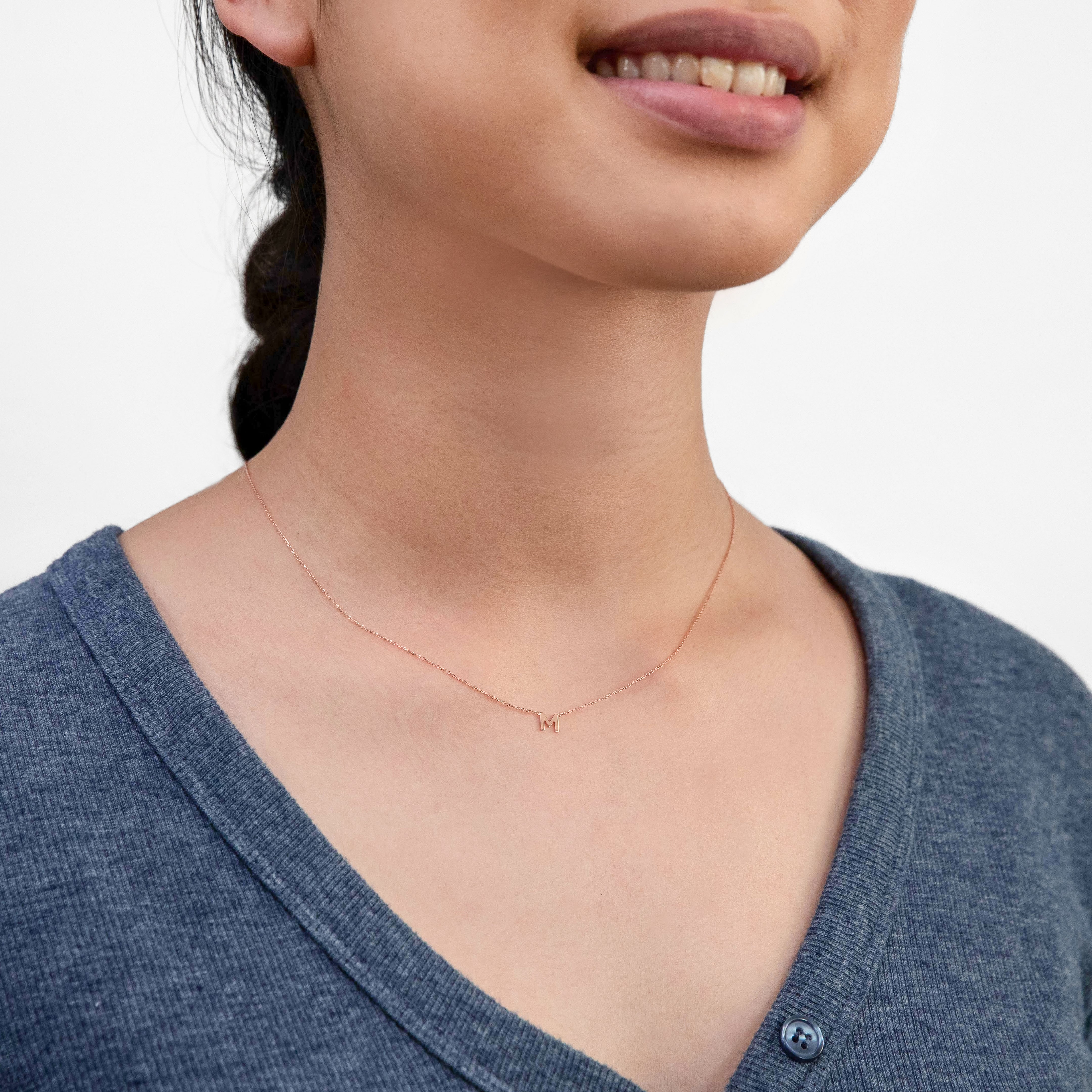 9ct Rose Gold Initial M Pendant Necklace - 43cm Chain for Women, Personalized Jewelry Gift - Perfect for Birthdays, Anniversaries & Special Occasions