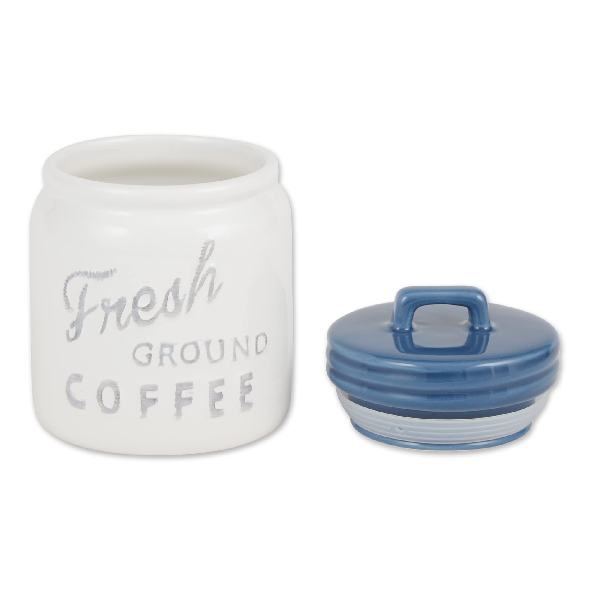 DII Ceramic Canister Set - 3-Piece Kitchen Storage Jars with Airtight Lids, Blue Farmhouse Style - Perfect for Pantry Organization, Flour Sugar Coffee Tea Storage & Home Decor
