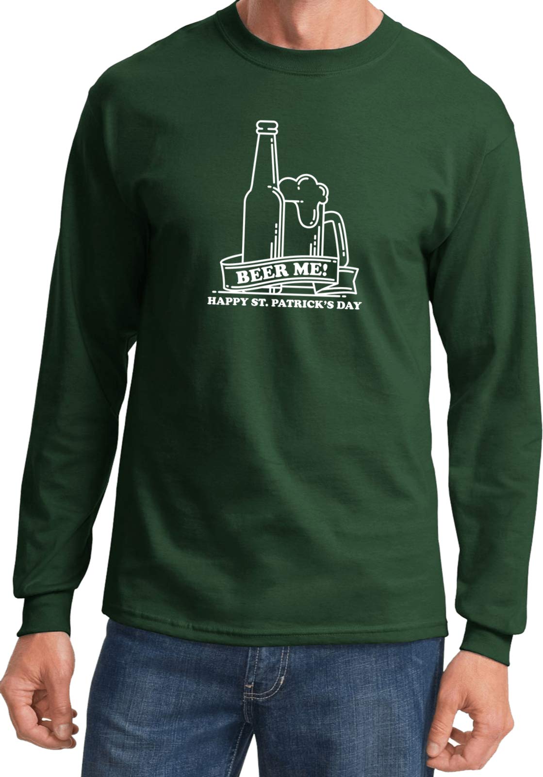 St. Patrick's Day Beer Me Long Sleeve T-Shirt - Funny Irish Pub Drinking Shirt for Men & Women - Perfect for St. Paddy's Day Parties & Bar Crawls