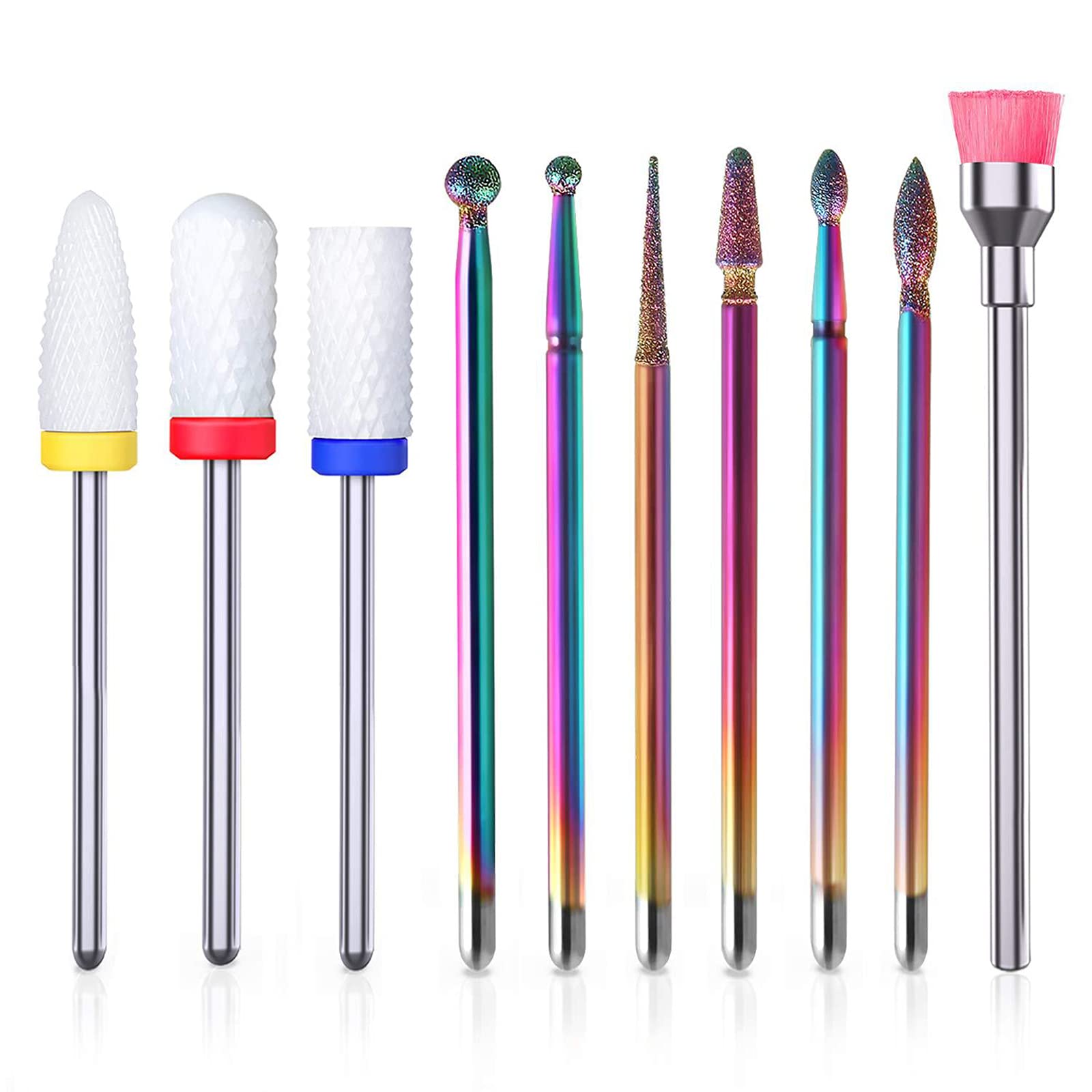 10pcs Nail Drill Bit Set - Electric Nail File Replacement Accessories for Manicure & Pedicure Machines - Professional Nail Care & Polishing Tools for Salon & Home Use