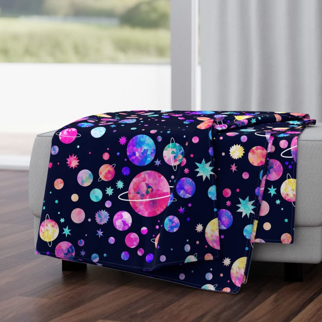 Galaxy Cosmic Planets Space Stars Pastel Watercolor Throw Blanket 50