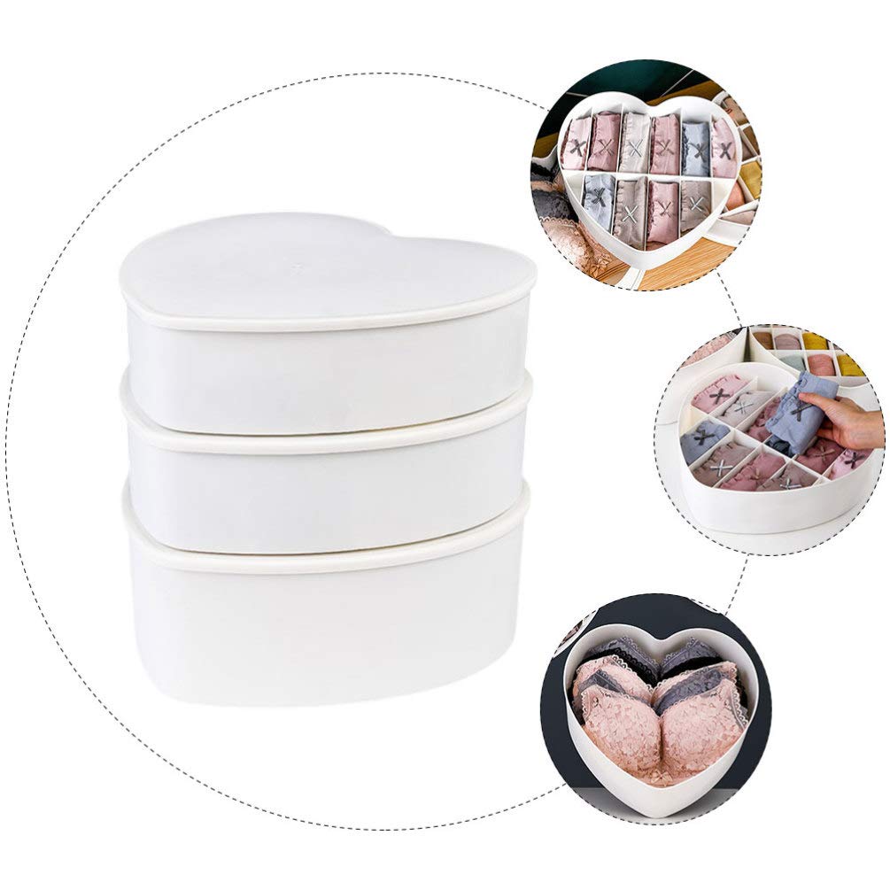 3-Piece Underwear Organizer Set - Multi-Compartment Bra & Lingerie Storage Box with Grid Design | Perfect for Drawer, Closet, Travel & Home Organization