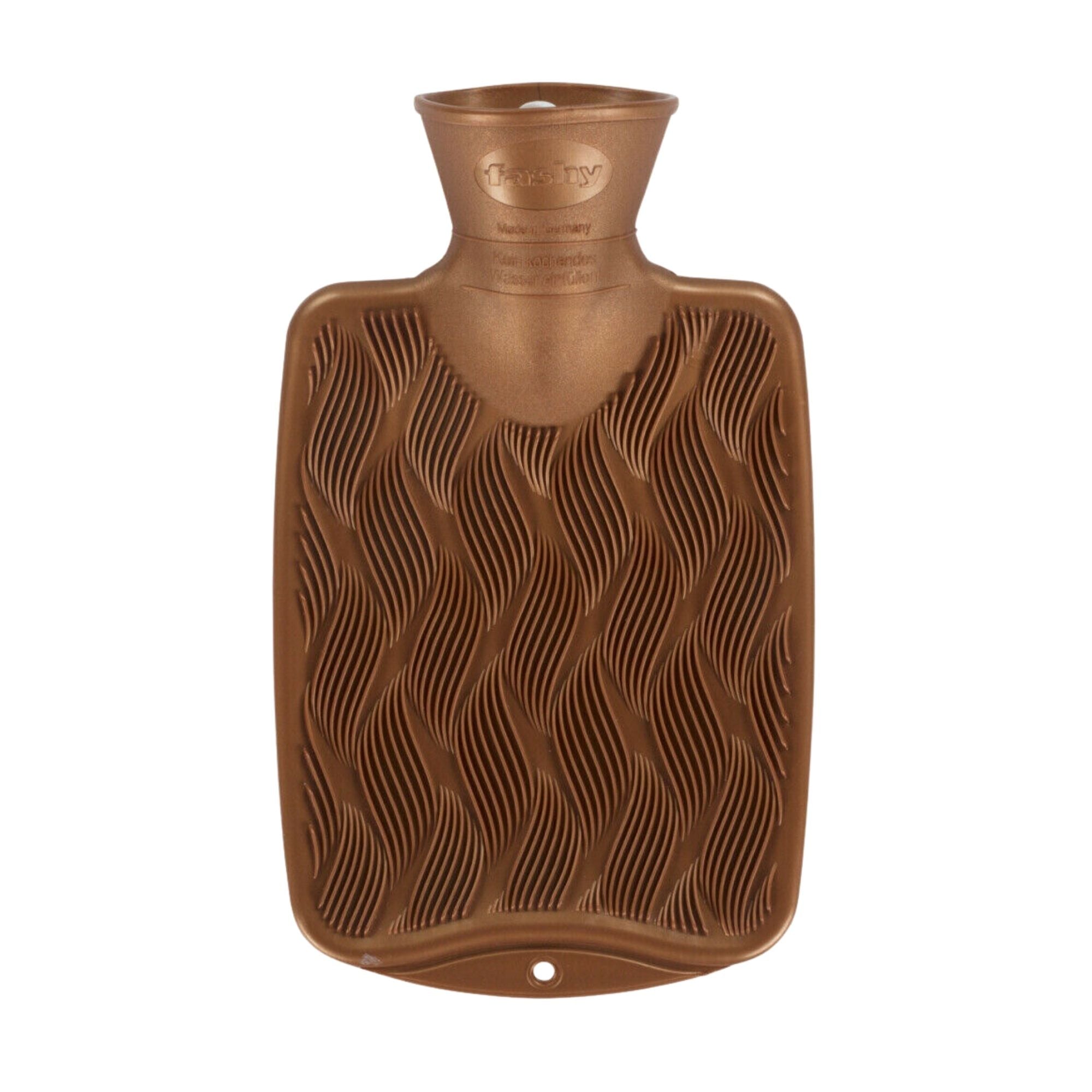 0.8L Gold 3D Wave Pattern Fashy Hot Water Bottle - Warm & Stylish for Winter, Period Pain Relief, Bed Warming & Home Comfort