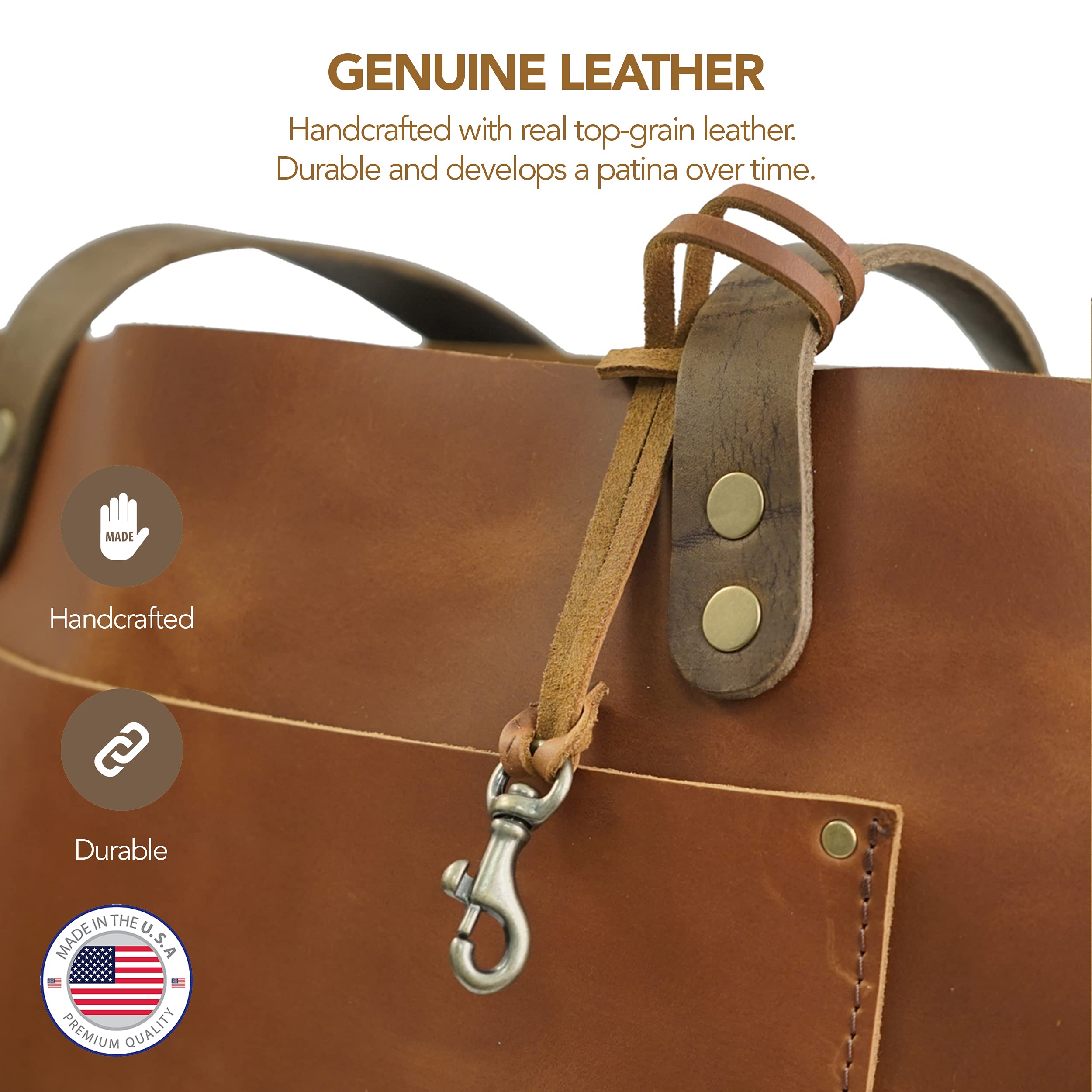 ENVOY Large Leather Bucket Tote Bag for Women - Stylish Shoulder Handbag & Work Purse with Laptop & Book Storage - Perfect for Office, Travel & Daily Commute
