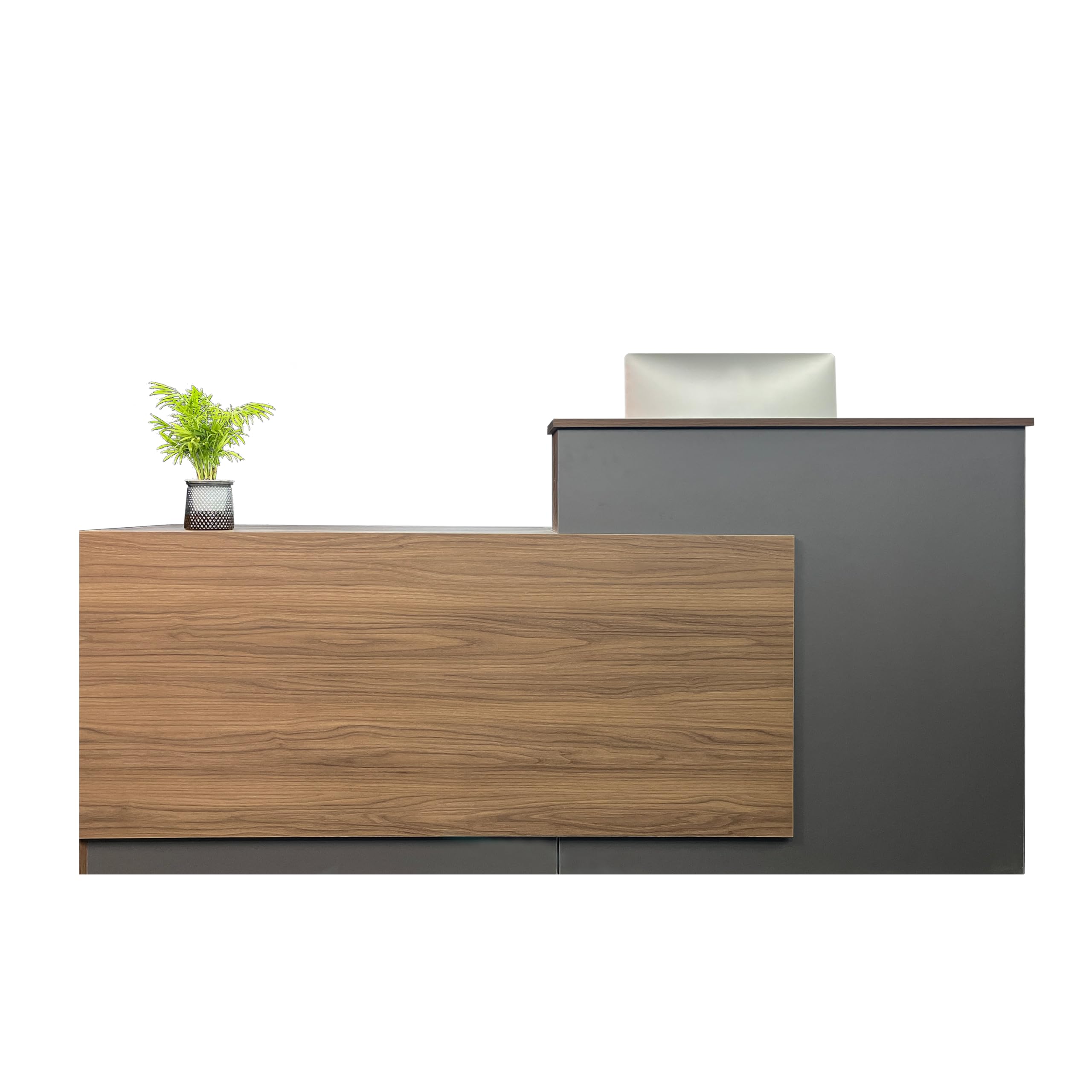 Minimalist L-Shaped Reception Desk with Counter & Drawers - 94.5