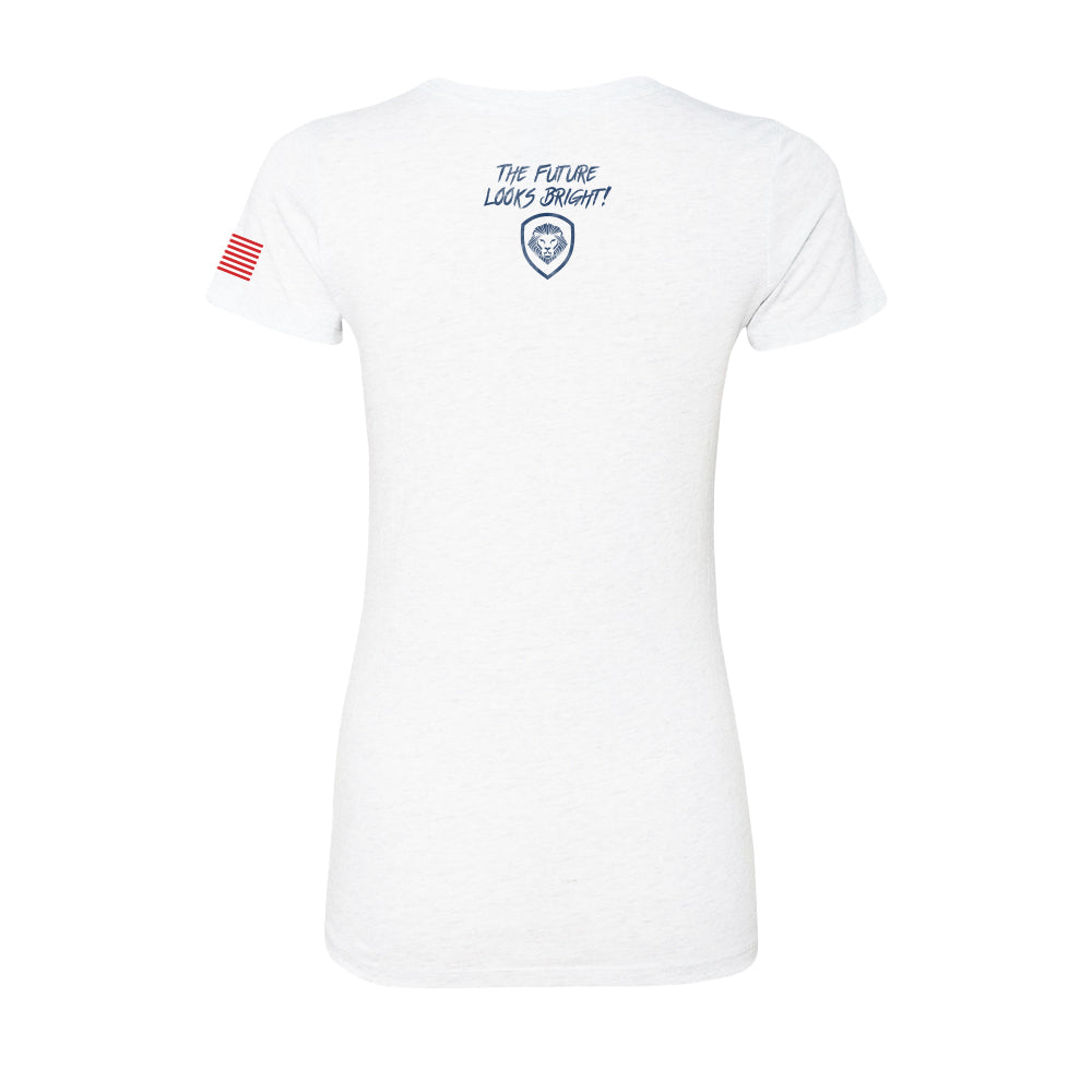 Valuetainment Retro American Flag Women's Slim Fit Short Sleeve T-Shirt - Patriotic Casual Wear for Everyday & July 4th Celebrations