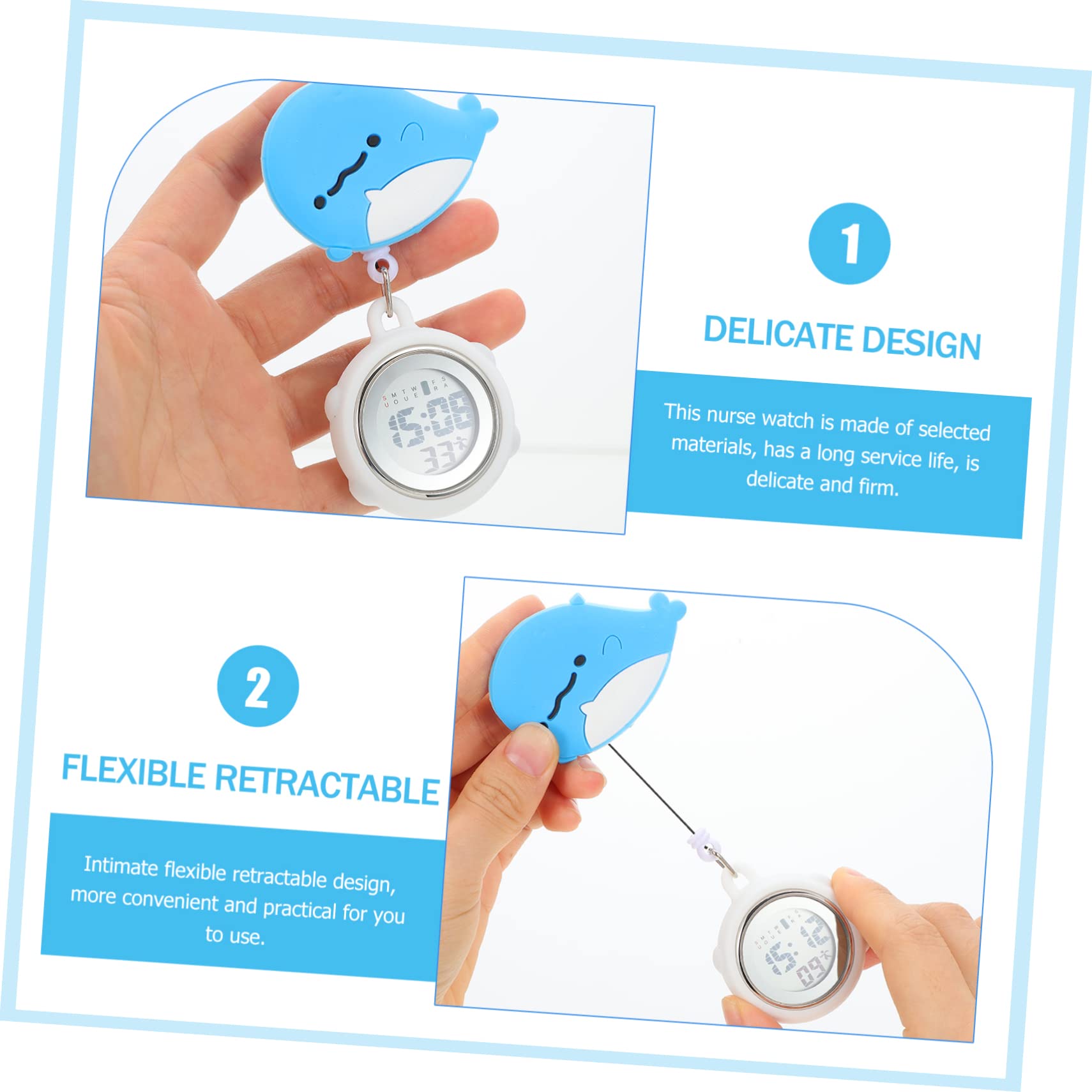 Holibanna Nurse Watch Clip - Blue Digital Fob Watch for Women, Stainless Steel - Perfect for Medical Professionals