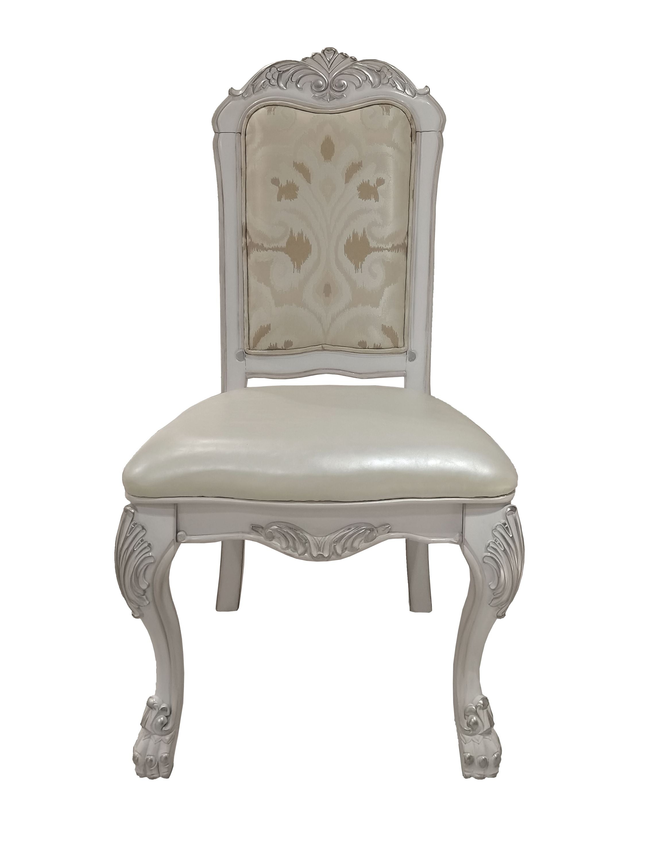 Dresden Modern Synthetic Leather & Fabric Side Chairs (Set of 2) - Bone White Finish - Perfect for Dining Room, Home Office & Small Spaces