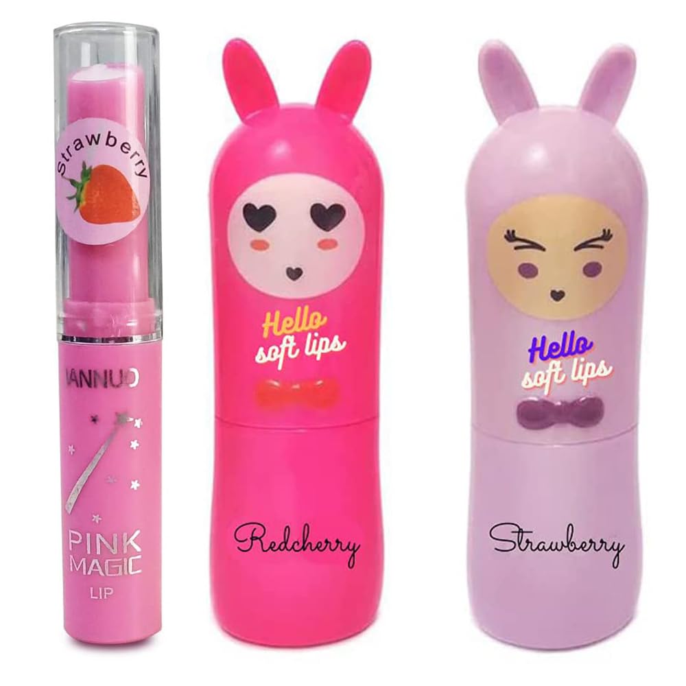 Super Soft Shea Butter & Pink Magic Fruit Flavor Lip Balm for Dry Lips - Hydrating & Moisturizing (Pack of 3) | Perfect for Winter Care, Daily Use & On-the-Go