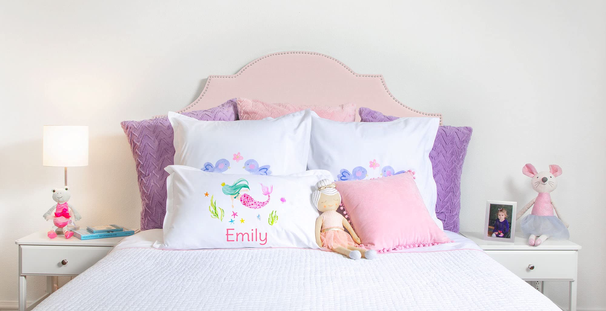 Personalized Mermaid Pillowcase for Kids - Custom Name, Hypoallergenic & Breathable Fabric - Anti-Wrinkle White Queen Size (20x30) - Perfect for Bedrooms, Sleepovers & Birthday Gifts