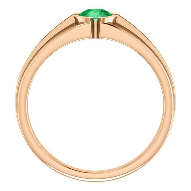 14KT Gold 0.42 Carat Emerald Solitaire Ring for Men - Elegant Bezel Set Wedding Band, Anniversary Gift, or Special Occasion Jewelry
