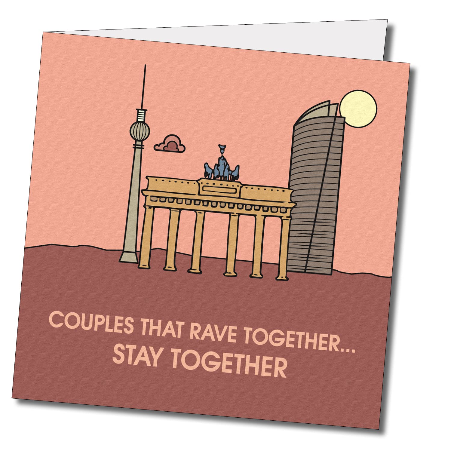 Berlin Rave Couples That Rave Greeting Card - LGBT Anniversary & Birthday Card - LGBTQIA+ Same Sex & Queer Card - 150mm x 150mm Premium 300gsm - Perfect for Pride Celebrations, Weddings & Special Occasions