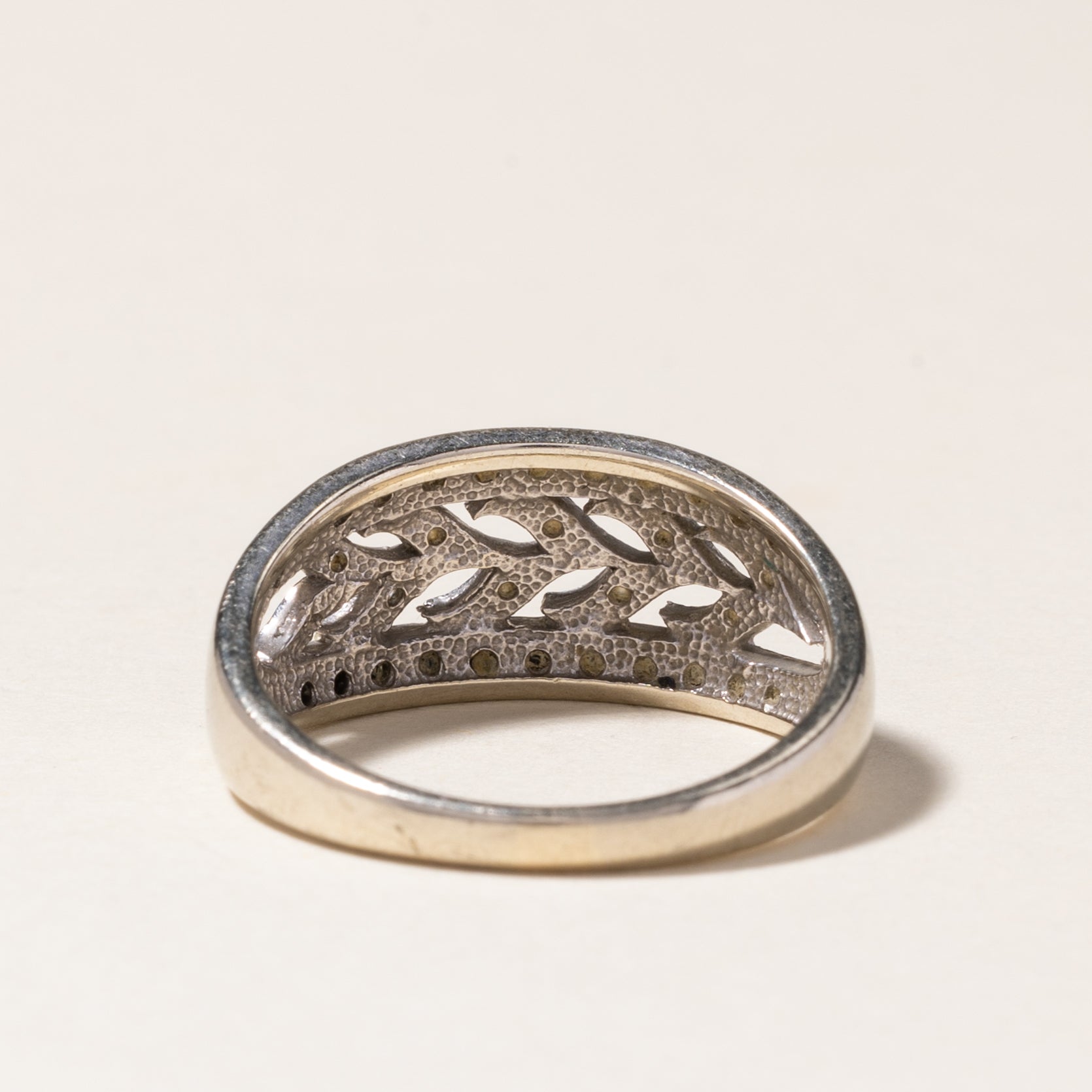 Elegant Black & White Diamond Leaf Vine Ring - 0.22ctw Total, 0.05ctw Each - Size 7.25 - Perfect for Weddings, Anniversaries & Special Occasions