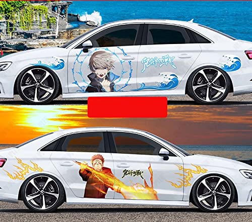 Jujutsu Kaisen Sukuna Left & Right Car Stickers - Universal Anti-Scratch & UV Protection Vinyl Decals for Windows, Doors, Laptops - Perfect for Anime Fans & Car Enthusiasts