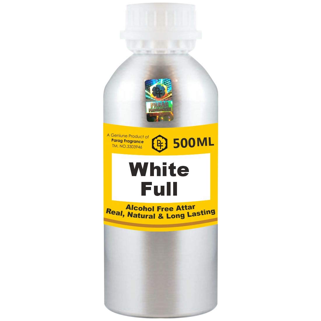 Premium Parag Fragrances White Full Attar 500ml - Alcohol-Free Long Lasting Perfume Oil for Men & Women | Luxury Itra Scent for Daily Wear, Special Occasions & Religious Ceremonies | Wholesale Attar Pack | World's Best Fragrance Oil