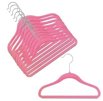 Kids Slimline Pink Clothes Hangers - Space-Saving for Closet, Nursery & Travel Organization