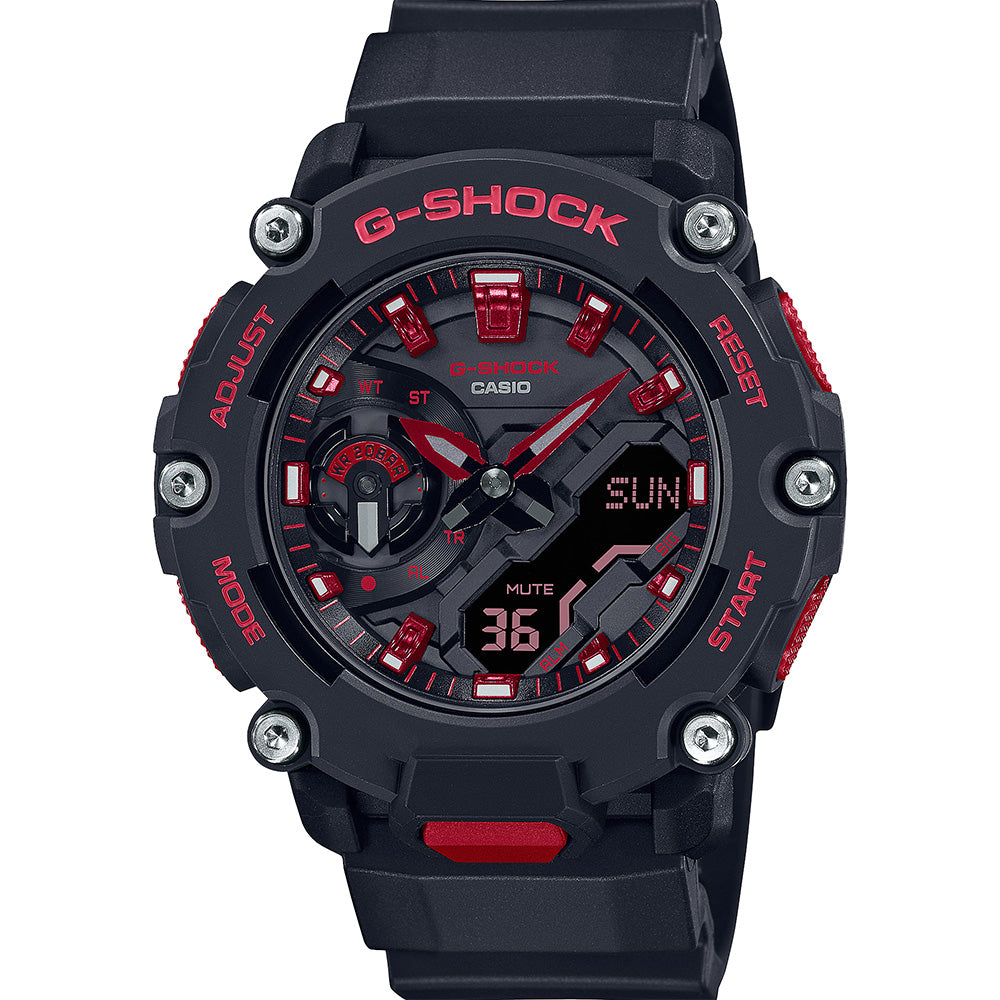 G Shock GA2200BNR-1A Men's Digital Watch with Shock Resistance & LED Light - Ignite Red Color - Perfect for Outdoor Sports, Hiking and Adventure Activities
