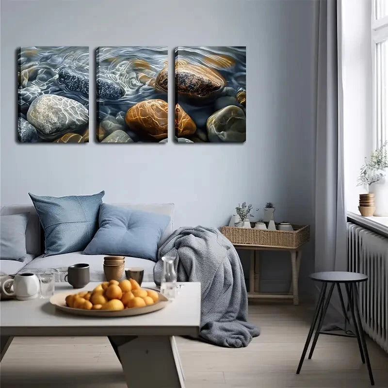 3-Piece Art Deco Coastal Canvas Wall Art Set - Framed 40x60cm High Quality Print | 100% Australian Made | Ready to Hang | Perfect for Beach House, Living Room & Office Decor