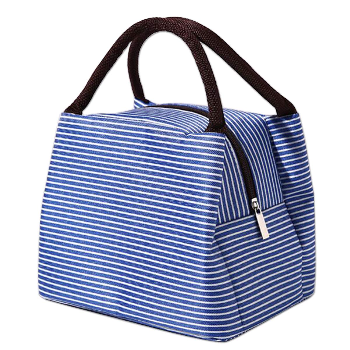 Insulated Lunch Bag with Zip Closure - Foldable & Reusable Lunch Cooler Tote for Office, School, Picnic - Perfect for Men, Women & Kids (Blue, 1 Pack) - Ideal for Work, Travel & Outdoor Activities