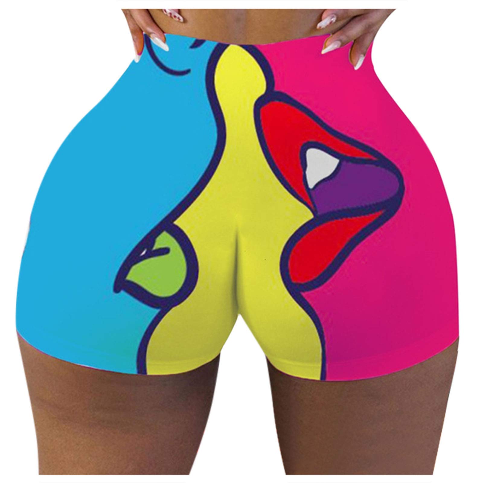 Women's Short Gym Leggings - Butt Lifting Workout Leggings with Trendy Funny Print | 2022 Slim Fit Yoga Pants for Running, Fitness & Casual Wear