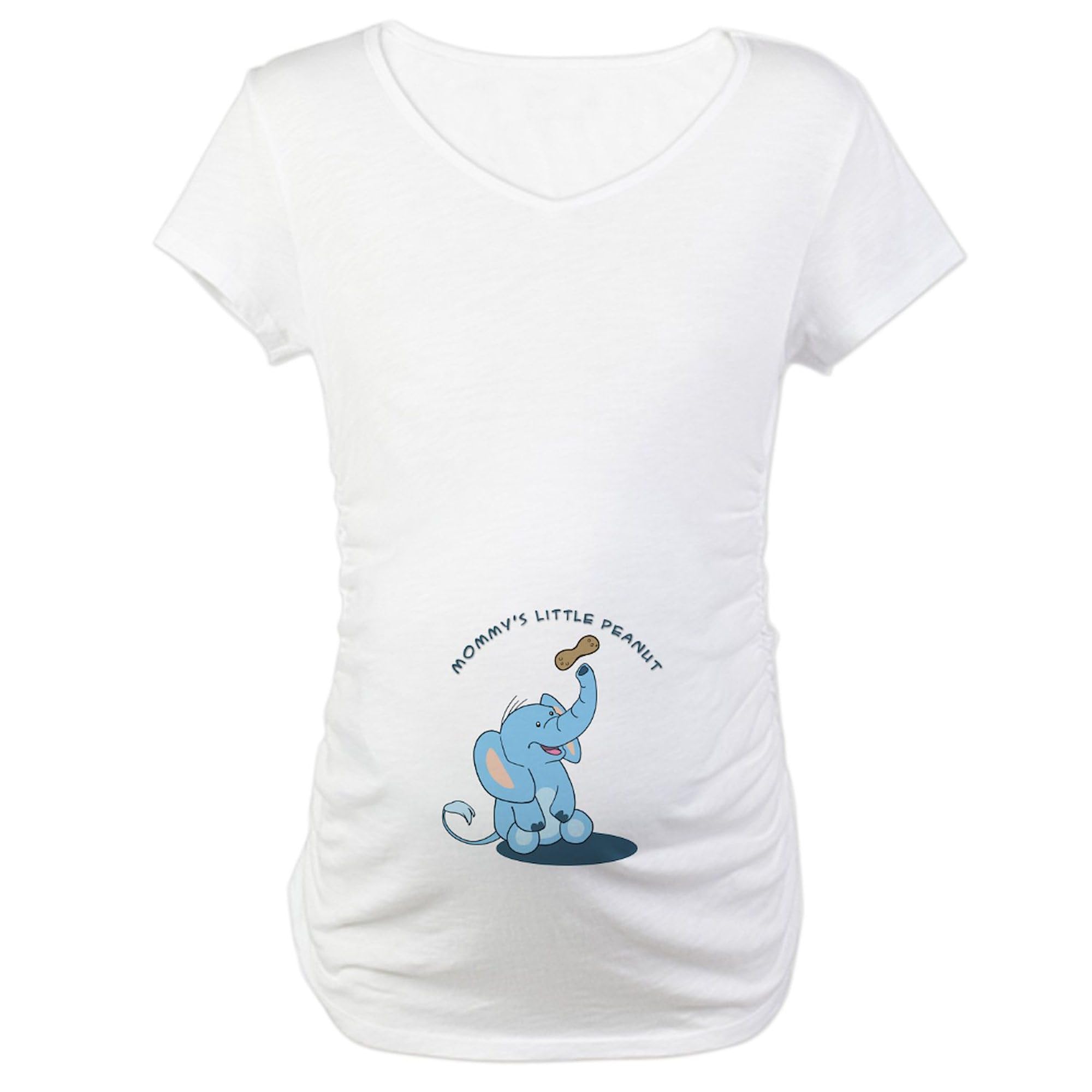 Mommy's Little Peanut Blue Maternity T-Shirt for Women - Stretchy Ruched Side Design for Pregnancy Comfort | Perfect for Baby Showers, Maternity Photos & Everyday Wear