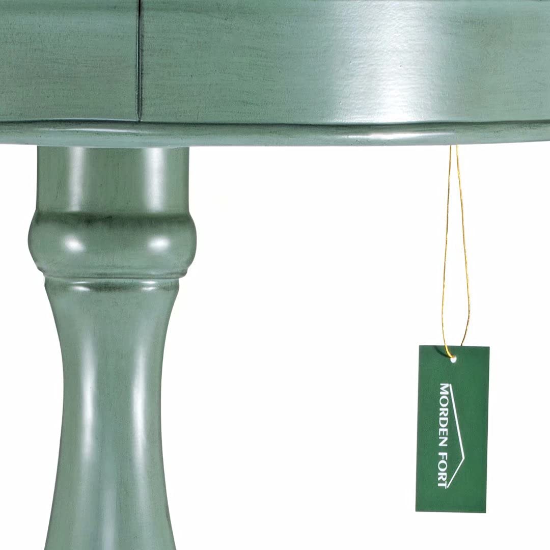Vintage Teal Round Pedestal End Table - 26