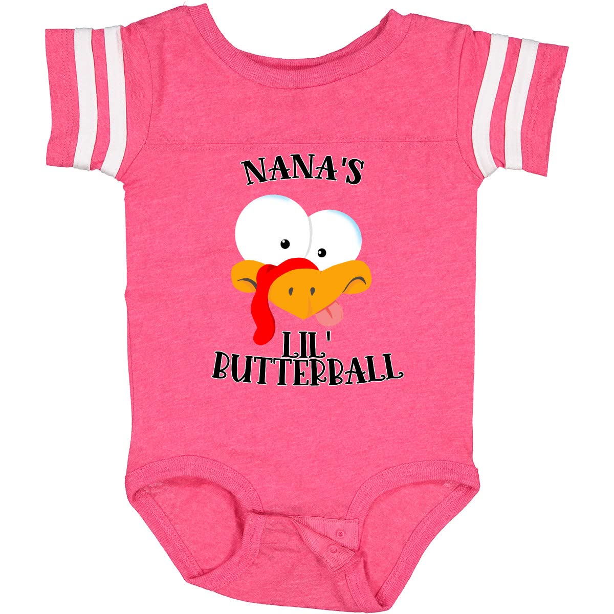 Inktastic Thanksgiving Nana's Lil' Butterball Cute Turkey Face Baby Bodysuit - Adorable Infant Outfit for Holiday Photos & Family Gatherings