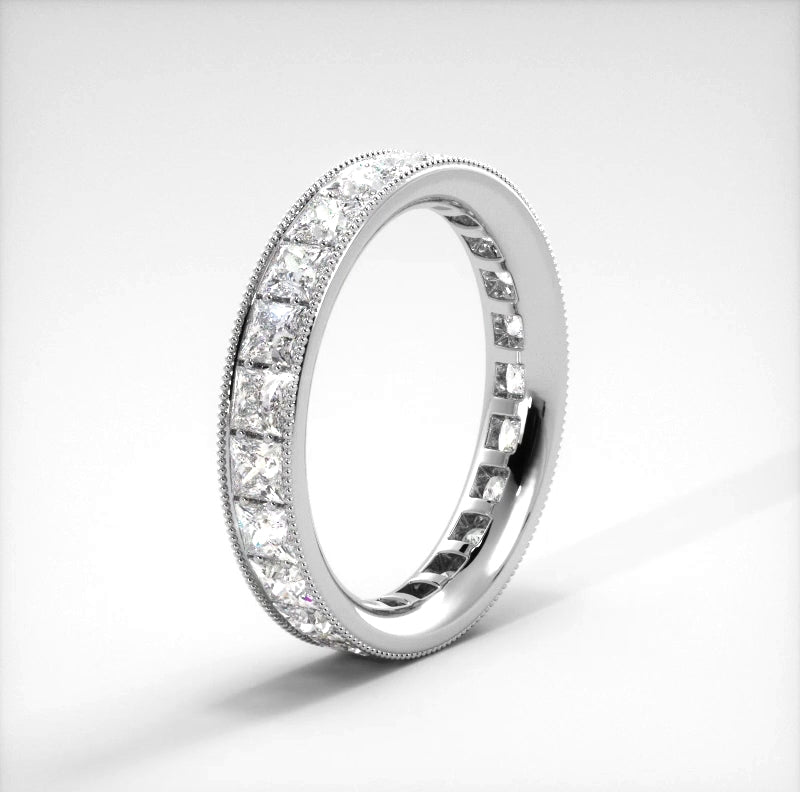 2.09 Carat Princess Cut Diamond Eternity Wedding Band for Women - Perfect for Engagement, Anniversary & Bridal Jewelry Gifts