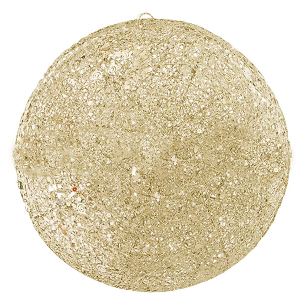 Jojofuny LED Christmas Ball Ornaments - Shatterproof Glitter Iron Xmas Tree Decorations with Warm White Lights for Holiday Home Decor (Golden) - Perfect for Christmas Tree, Wall, Table, Fireplace & Party Decoration