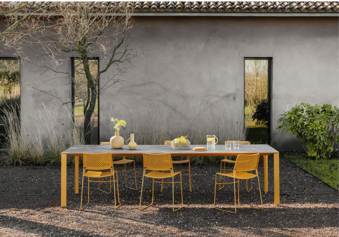 Midj Akashi Solid Wood Dining Table - 6 Seater Fixed Length Modern Kitchen Table for Family Gatherings & Dinner Parties