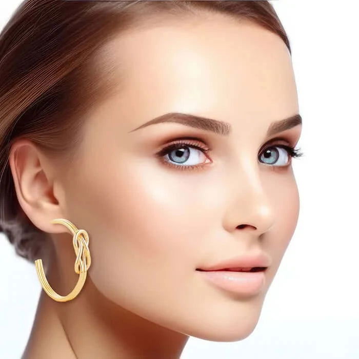 14K Gold Dipped Infinity Knot Hoop Earrings for Women - Elegant M H W ACCESSORIES - Perfect for Weddings, Parties & Everyday Wear