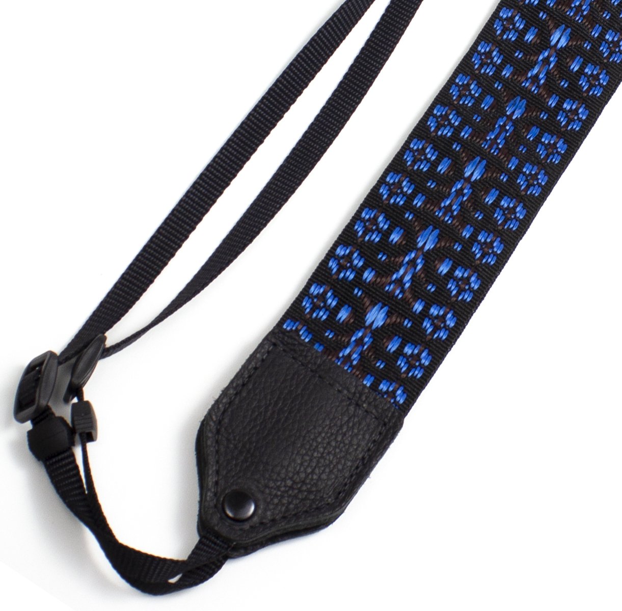 Perri's Blue & White Geometric Pattern Nylon Camera Strap - Durable & Comfortable for DSLR, Mirrorless Cameras - Perfect for Travel, Photography & Outdoor Adventures