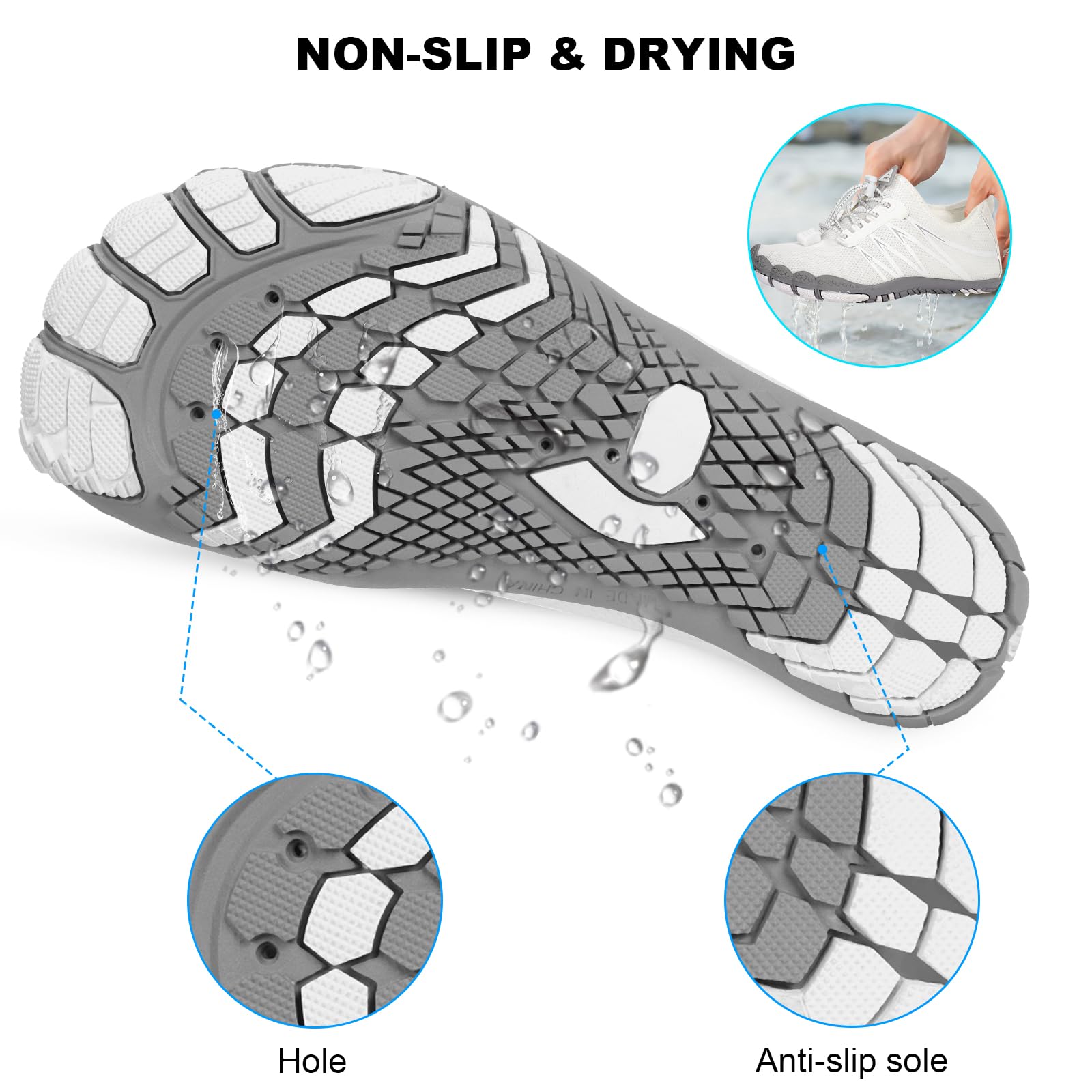 **Barefoot Water Shoes for Women & Men - Quick Dry, Breathable, Non-Slip Aqua Shoes for Hiking, Swimming, Surfing & Beach Activities | Wide Toe Box for Comfort**