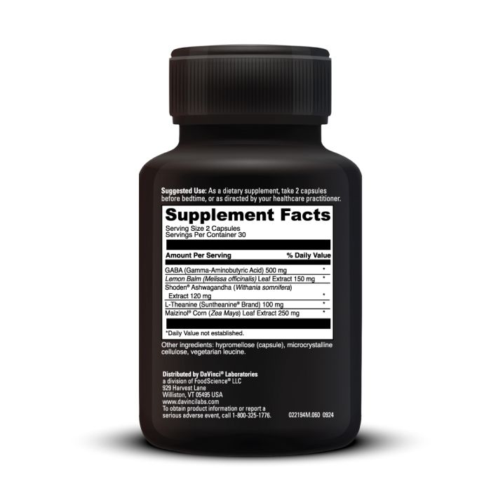 Davinci Labs Sleep Benefits™ Melatonin-Free Sleep Support Supplement (60 Capsules) - Natural Sleep Aid for Adults, Promotes Relaxation & Restful Sleep - Perfect for Nighttime Use & Travel