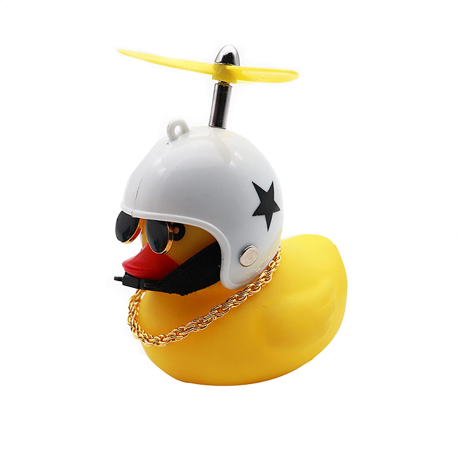 Cool Rubber Yellow Duck Car Dashboard Decor - Thruster Helmet, Sunglasses & Gold Chain Auto Interior Accessories | Fun Car Decorations for Dashboard, Gift for Car Lovers & Unique Vehicle Styling