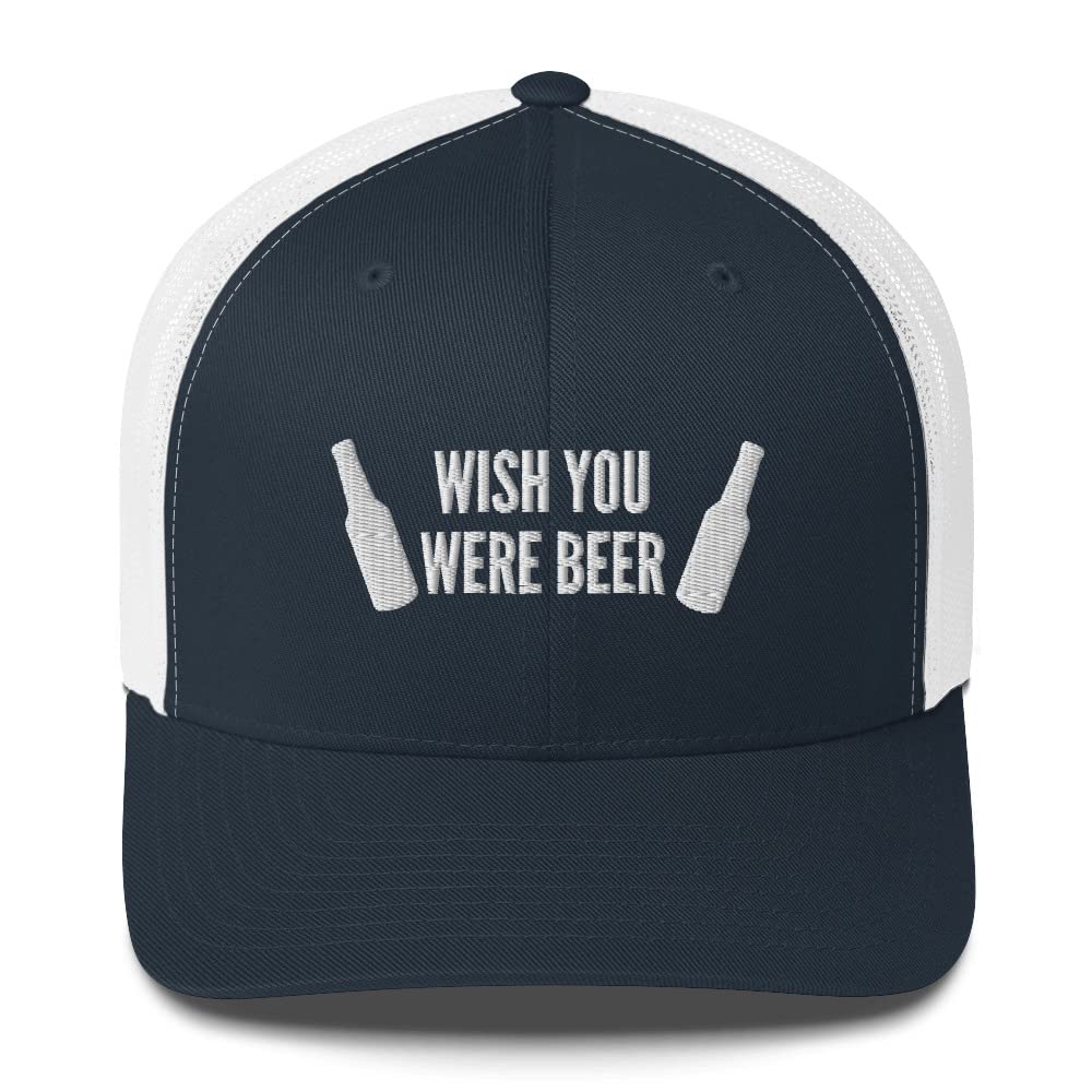 Funny I Wish You Were Beer Trucker Hat for Men - Mesh Snapback Cap with Hilarious Design - Perfect for Parties, BBQ, and Beer Festivals