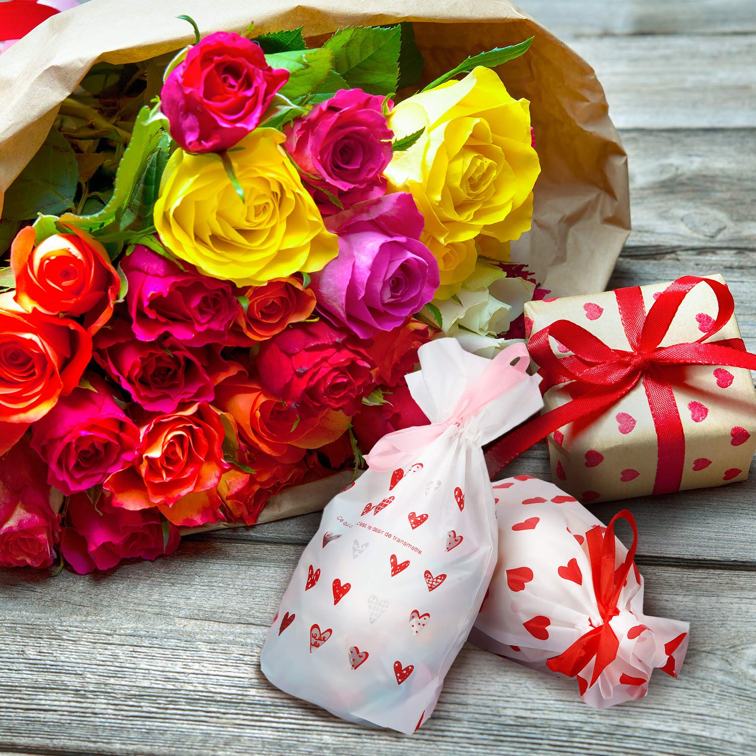 32-Piece Valentine's Day Candy Bags - Heart Love Theme Drawstring Pouches for Wedding, Party Favors & Gift Giving - Perfect for Valentine's Day Celebrations, Bridal Showers & Romantic Events