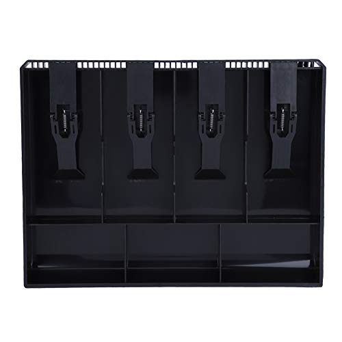 EVTSCAN Cash Drawer Insert Tray - 4 Bill & 3 Coin Slots Money Storage Box, 12.6 x 9.6 x 1.4 Inch Black Plastic Replacement for POS Registers - Perfect for Retail Stores, Restaurants & Cash Management
