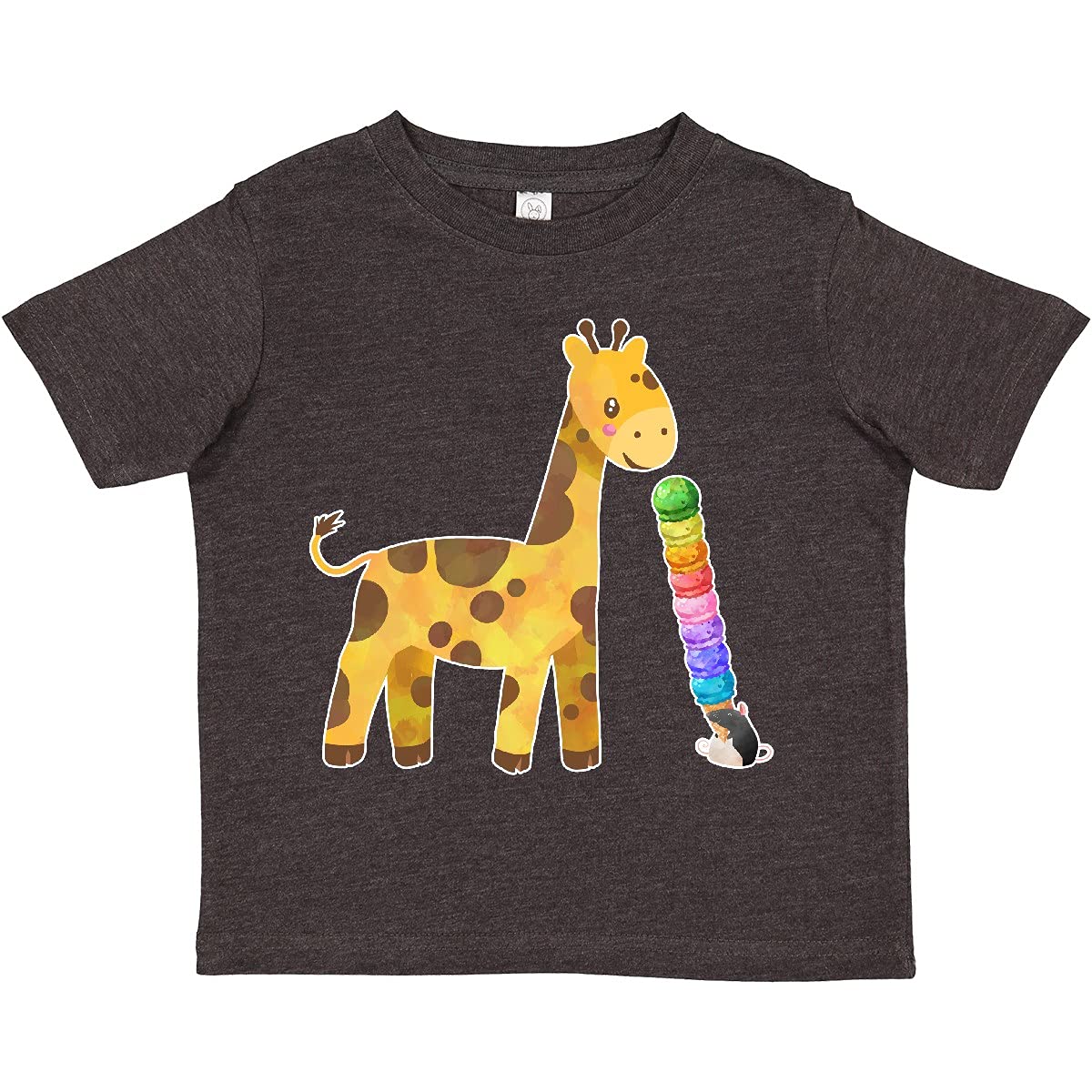 Inktastic Giraffe and Rat Friends with Ice Cream Cute Toddler T-Shirt - Soft Cotton Tee for Boys & Girls - Perfect for Playdates, Birthday Parties & Everyday Wear