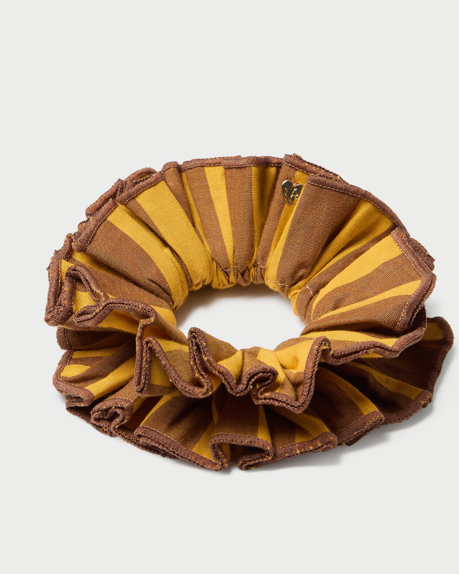Felice Yellow and Brown Layered Hair Scrunchies - Soft Fabric Hair Ties for Women & Girls - Perfect for Workouts, Yoga, and Everyday Styling