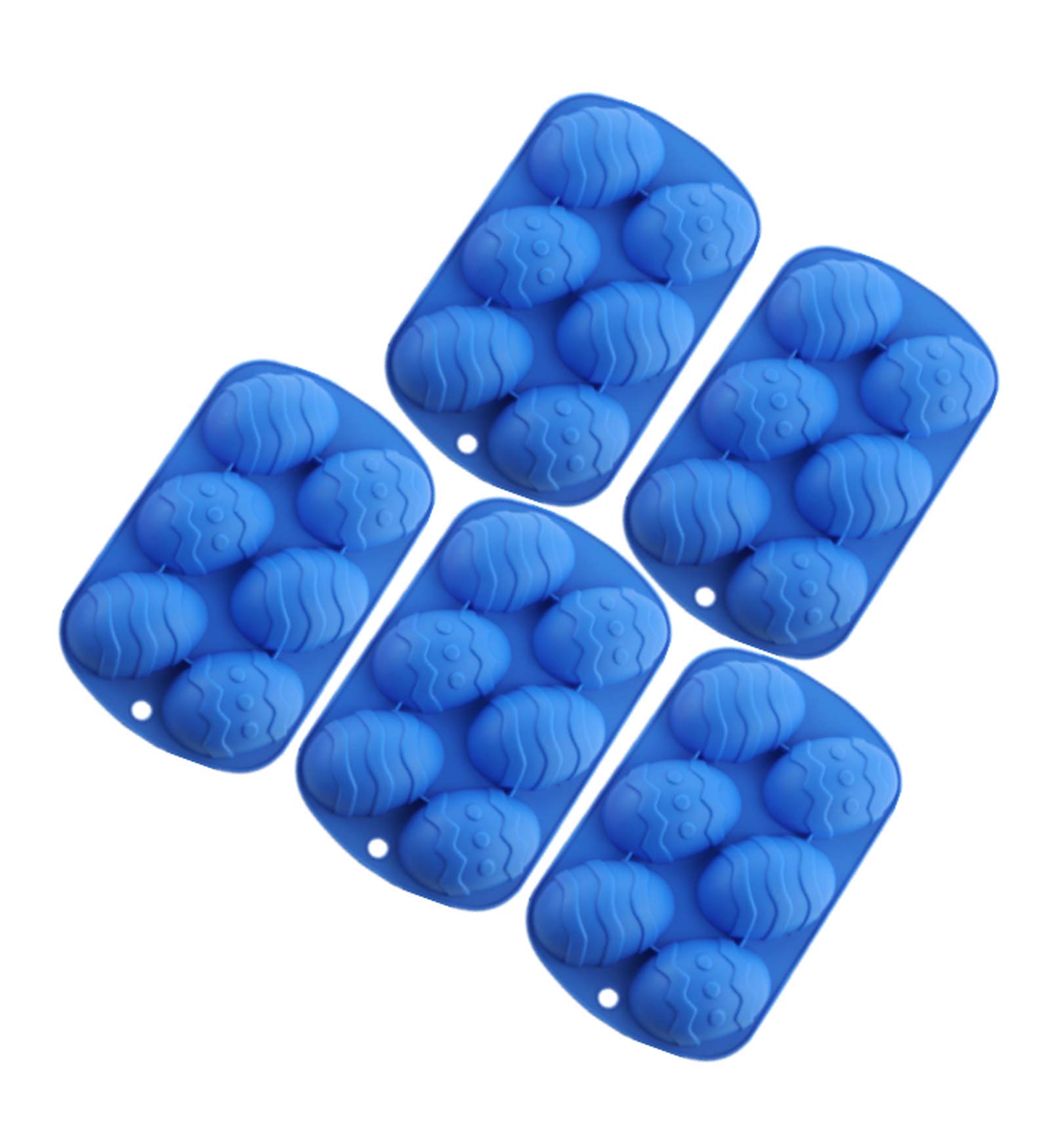 3D Dinosaur Silicone Easter Egg Mold - 6-Cavity Semi Sphere DIY Non-Stick Chocolate Bomb Maker for Baking, Cake Decorating, Candy, Ice, Jelly, Soap & Fondant - Perfect for Holiday Treats, Party Favors & Kids Crafts (Blue, 5-Piece Set)