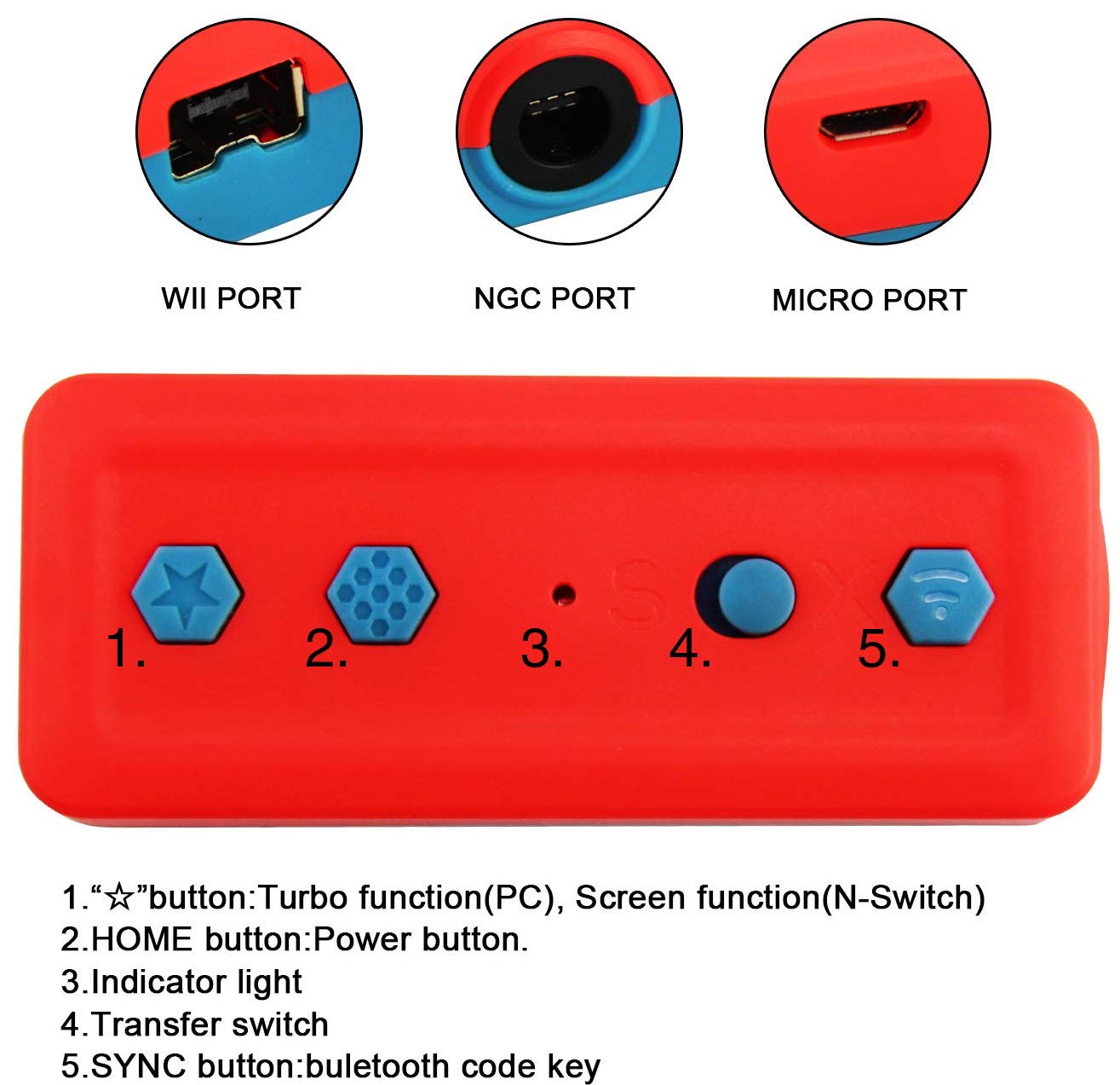 Wireless Bluetooth Controller Adapter for Nintendo Switch & PC - Compatible with Gamecube & Wii Controllers - Perfect for Gaming Setup